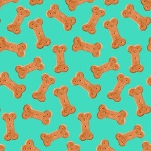 Dog Treat Pattern Cute Dog Bone Teal, Dog Bone Fabric, Cute Dog Bandana Fabric