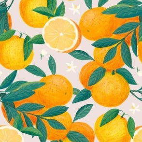 Citrus Fruit Delight- Hand-Painted Oranges And Blossoms