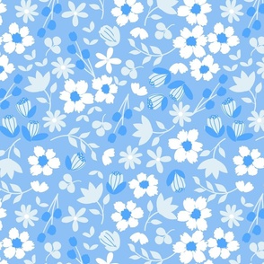 Large scale ditsy flower-light blue