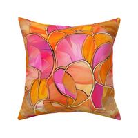 Abstract Tiffany Glass in Pink, Orange and Metallic Gold