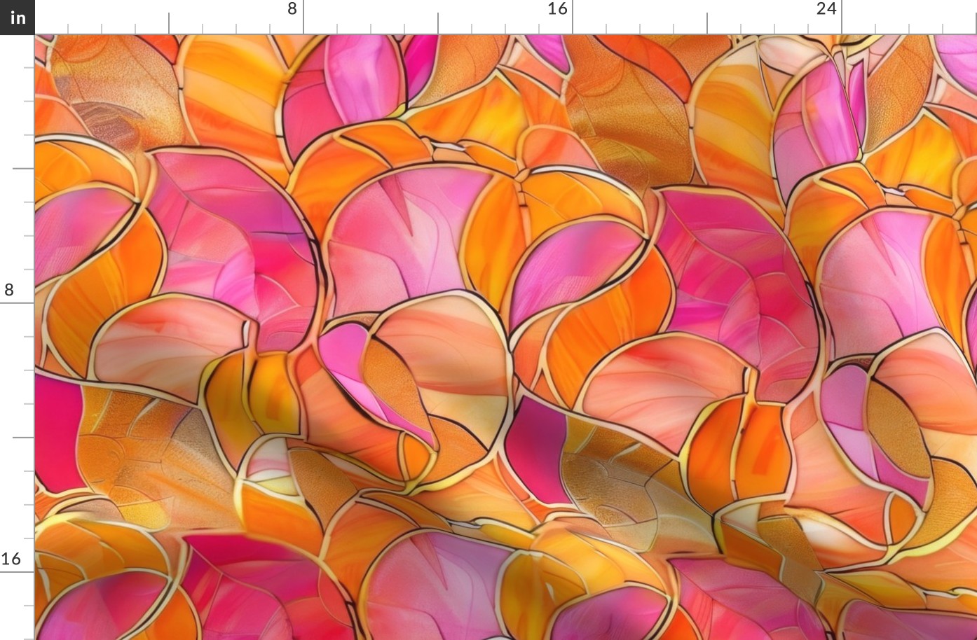 Abstract Tiffany Glass in Pink, Orange and Metallic Gold