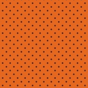 Mini Polka Dots in Orange + Dark Chocolate Brown