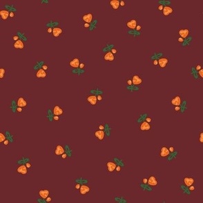 Vintage Peach Heart Blossom Floral in Maroon