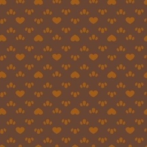 Vintage Cottagecore Hearts + Scallops in Caramel + Brown