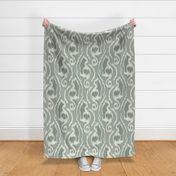 I-Cat Ikat Cats Sage Green - Large Scale 