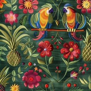 Jumbo Tropical Parrot Paradise Fabric