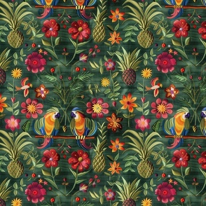 Small Tropical Parrot Paradise Fabric