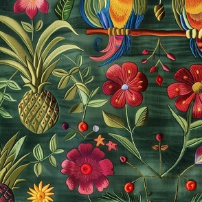 Tiny Tropical Parrot Paradise Fabric