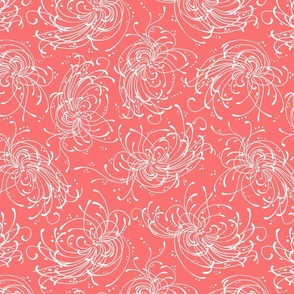 Floral Effervescence sparkly abstract in bright bold coral 