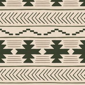 Rustic Boho Geometric Pattern with Green 12 inch