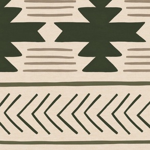 Rustic Boho Geometric Pattern with Green 24 inch