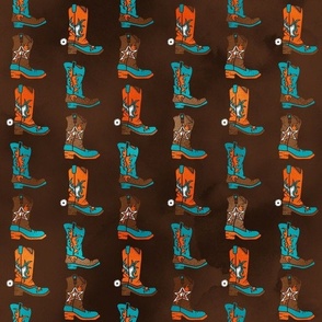 Smaller Ride 'Em Cowboy Boots in Turquoise and Orange