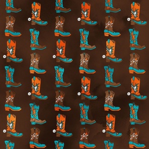 Bigger Ride 'Em Cowboy Boots in Turquoise and Orange