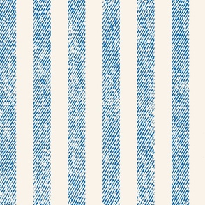 Textured Denim Alternating Stripes in Blue Jeans and Cream Stripes | 12in