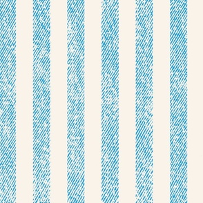 Textured Denim Alternating Stripes in Chambray Blue  and Cream Stripes | 16in