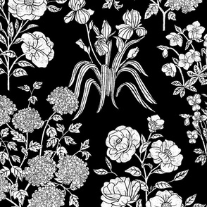 Lavish Flowers - Black White