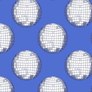 Glamorous disco balls as polka dots on light blue