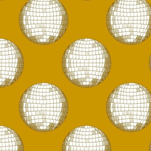 Glamorous disco balls as polka dots on gold