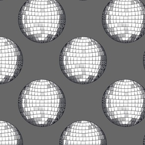 Glamorous disco balls as polka dots on grey