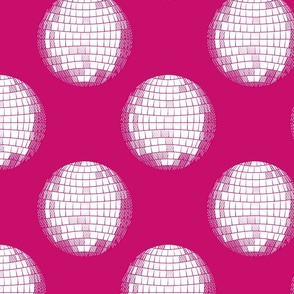 Glamorous disco balls as polka dots on pink