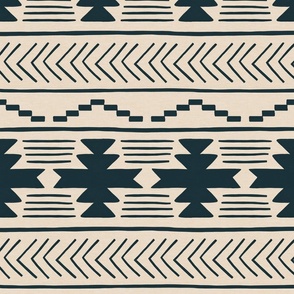 Rustic Boho Geometric Pattern with Navy Blue 12 inch