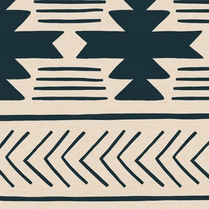 Rustic Boho Geometric Pattern with Navy Blue 24 inch