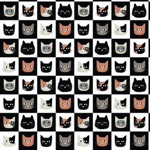 Kitty Cat Faces Checkerboard - 1 inch