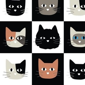 Kitty Cat Faces Checkerboard - 3 inches