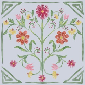 Watercolor Folk Flowers In Pinks And Coral-medium scale 