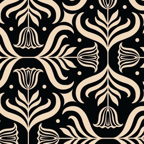 Stylized Black and White Tulips