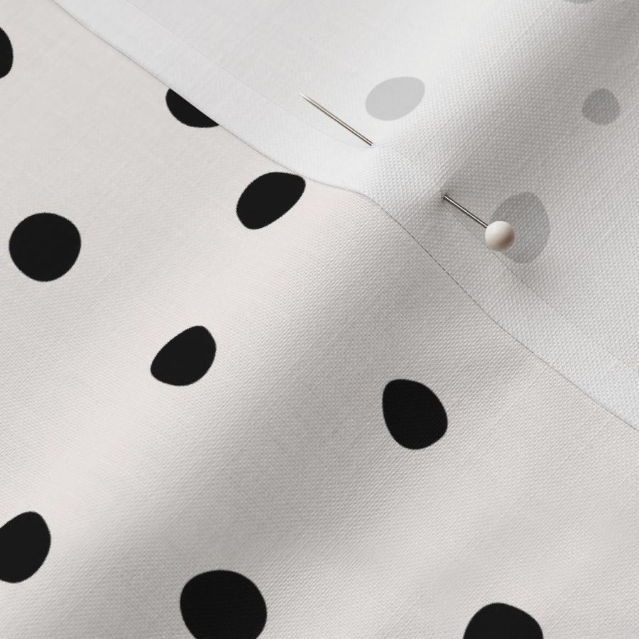 Scattered random irregular black dots (L) - ivory white