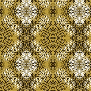 marbled leopard skin on mustard gold- Contemporary Marbled Twist on  heritage patterns, for gold wallpaper (S)