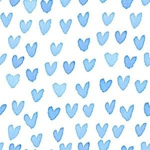 Watercolor Hearts Blue