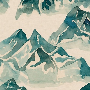 Blue Watercolor Mountain Range 24 inch