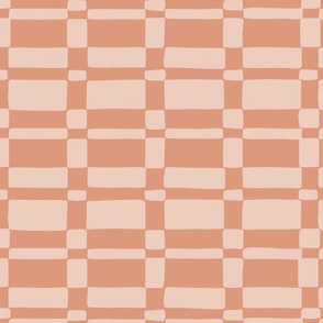 Organic geometric checkers in pastel apricot orange