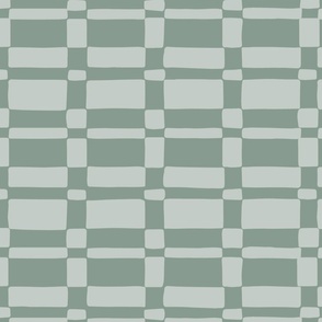 Organic geometric checkers in pastel forest green