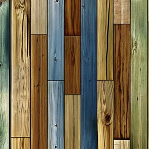 Wood Paneling in Blues Greens and Browns