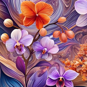 Purple and Orange Marbled Ikebana