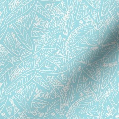 Tropical Leaf Sketch light blue