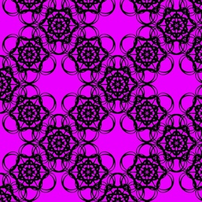 Neon Magenta Black Trellis Floral