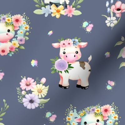 Baby Cows and Blooms - 3518 medium // wild wind