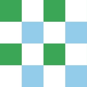 4x4 Blue, green, white checkerboard