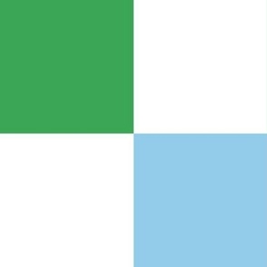 8x8 Blue, green, white checkerboard