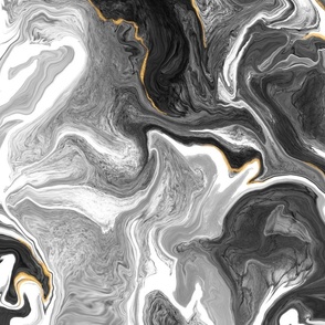 Luxury Black White Gold Marbled Fluid Art Stone Texture at Large Scale
