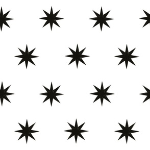 medium - 8 point stars - black and white