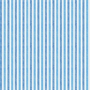 Cowgirl blue denim stripes with textured chambray and indigo blue stripe on cream | 2in