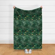 Emerald And Gold Abstract Landscape Fabric