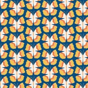 Mini - cute yellow and white butterflies on a navy background, pretty butterfly design