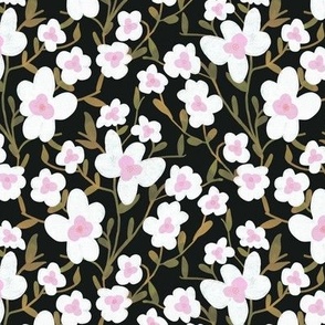 Modern Bold Colorful Flowers - Pink White Black, Small