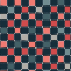 M Vibrant Red Squares and Blue Grid Geometric Design for Modern Home Decor 0075 A Multicolored gray red black salmon